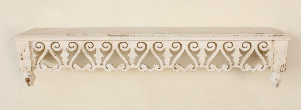 White Washed Long Wooden Shelf